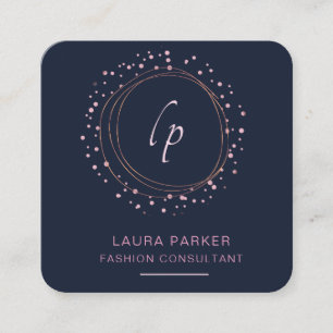 Abstract Rose Gold Modern Minimal Faux Confetti Square Business Card