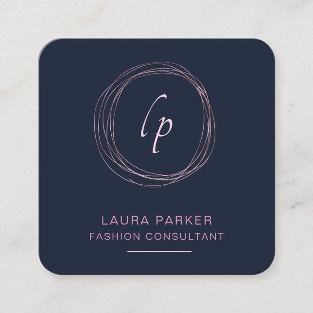 Abstract Rose Gold Modern Minimal Faux Square Business Card (Front)