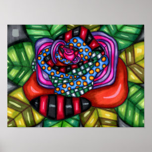 abstract rose original art flower drawing  poster