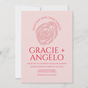 Abstract Rose Pink Red Wedding Invitation