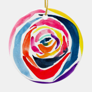 Abstract rose watercolor pop art ceramic tree decoration
