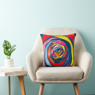 Abstract rose watercolor pop art cushion