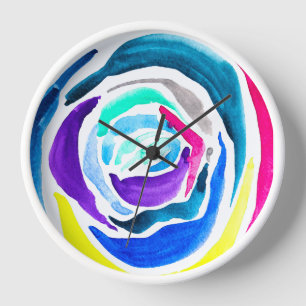 Abstract rose watercolor pop art large clock