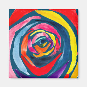 Abstract rose watercolor pop art magnet