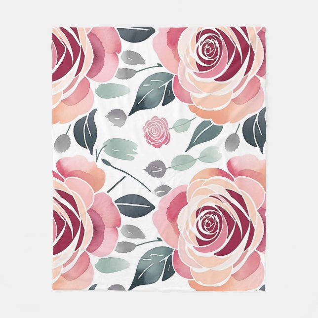 Abstract Roses In Pastel Colors  Fleece Blanket (Front)