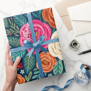 Abstract Roses Monarch Butterflies Wrapping Paper
