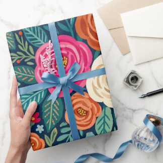 Abstract Roses Monarch Butterflies Wrapping Paper