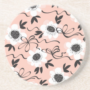 Abstract roses, pale colours, vintage pattern. coaster