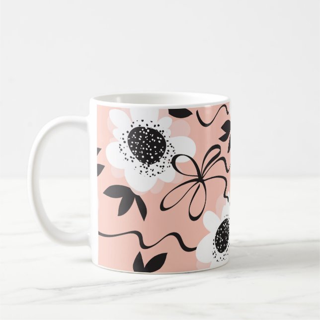 Abstract roses, pale colours, vintage pattern. coffee mug (Left)