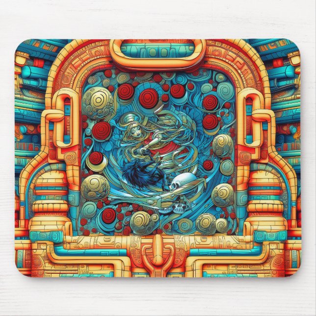Abstract Roses Priestess Witchy Colourful AI Art Mouse Pad (Front)
