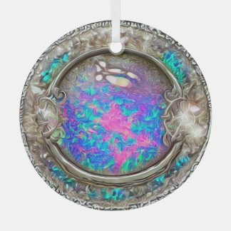 Abstract Round Painted Opal Gemstone Glass Tree Decoration