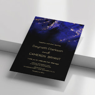 Abstract Royal Blue and Gold Alcohol  Invitation