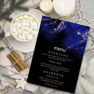 Abstract Royal Blue and Gold Alcohol Menu Invitation