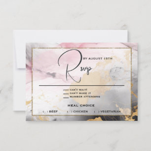 Abstract RSVP Black Gold Rose Pink Card