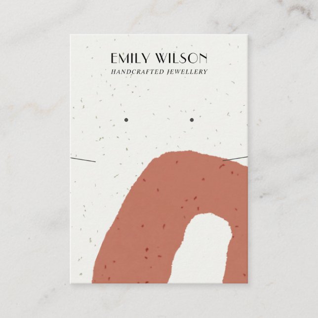 ABSTRACT RUST CERAMIC NECKLACE EARRING DISPLAY BUSINESS CARD (Front)