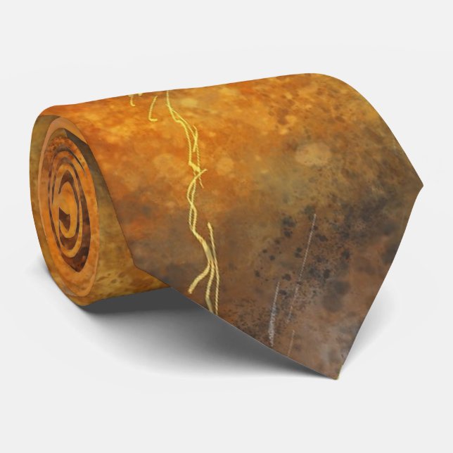 Abstract Rust Orange and Grey Neckties Neck Tie (Rolled)