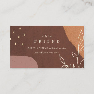 Abstract Rust Orange Leafy Foliage Refer a Friend Business Card