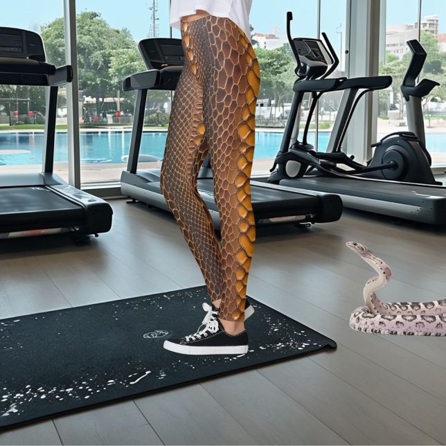 Abstract Rustic Brown Orange Elegant Snake Skin  Leggings (Creator Uploaded)
