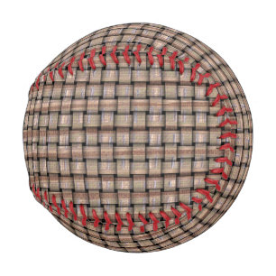 Abstract Rustic Burlap Basket Weave Look Baseballs