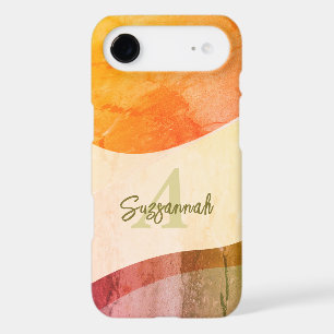Abstract Rustic Earthy Watercolor Monogram Name