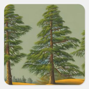 Abstract Rustic Northern Pine Square Sticker