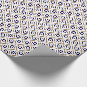 Abstract Safari Geometric Pattern Cobalt Brown Wrapping Paper