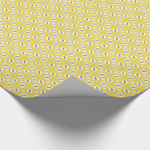 Abstract Safari Leaf Pattern Yellow and Grey Wrapping Paper