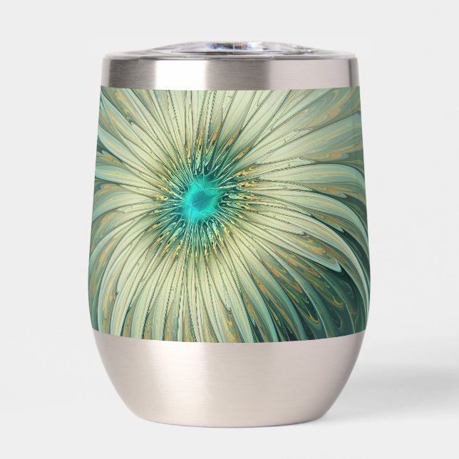 Abstract Sage Green Fantasy Flower Fractal Art (Front)