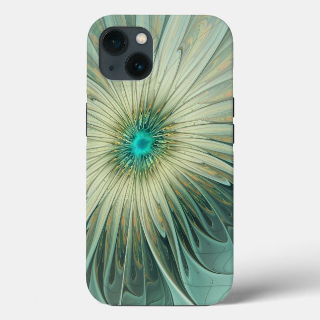 Abstract Sage Green Fantasy Flower Fractal Art Case-Mate iPhone Case (Back)