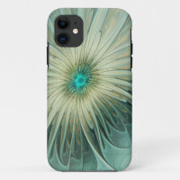 Abstract Sage Green Fantasy Flower Fractal Art