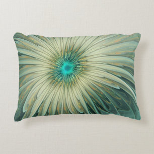 Abstract Sage Green Fantasy Flower Fractal Art Decorative Cushion