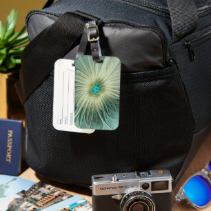 Abstract Sage Green Fantasy Flower Fractal Art Luggage Tag