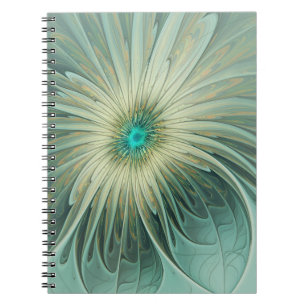 Abstract Sage Green Fantasy Flower Fractal Art Notebook