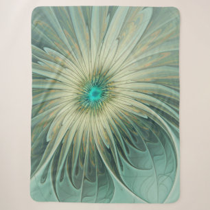 Abstract Sage Green Fantasy Flower Fractal Art Sherpa Blanket