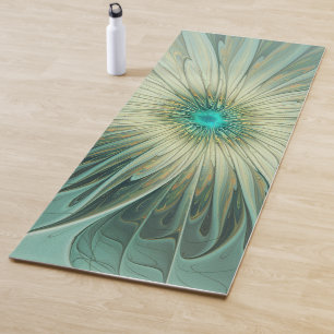 Abstract Sage Green Fantasy Flower Fractal Art Yoga Mat