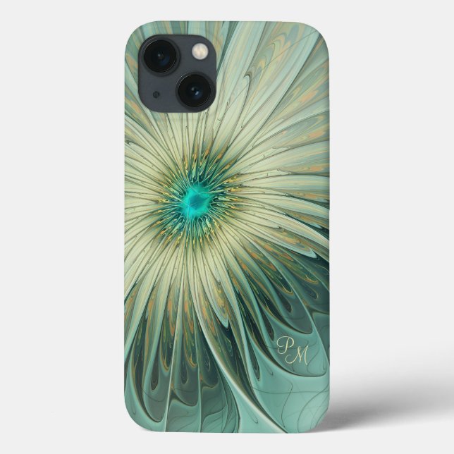 Abstract Sage Green Fantasy Flower Fractal Custom Case-Mate iPhone Case (Back)