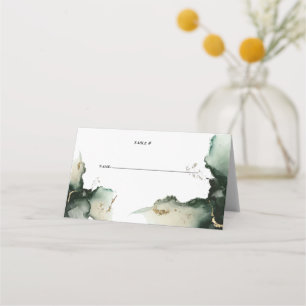 Abstract Sage Green Watercolor  Place Card