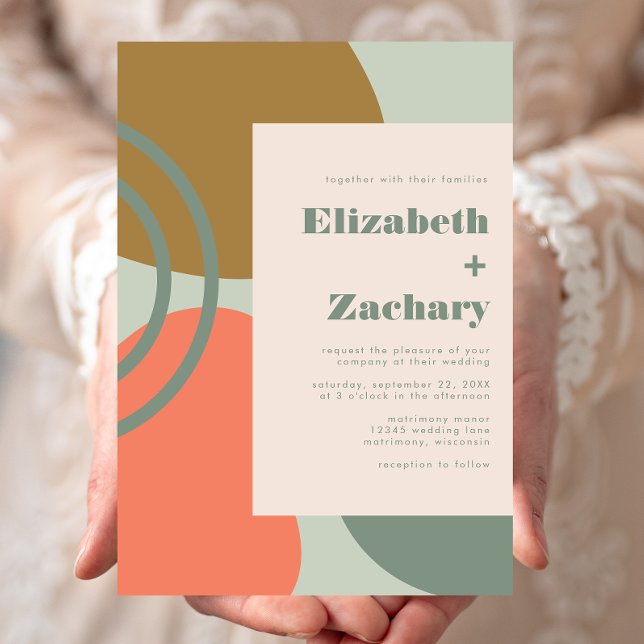 Abstract Sage Green Wedding Invitation (Creator Uploaded)