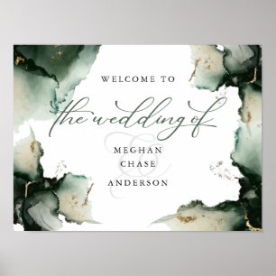 Abstract Sage Green Wedding Welcome Poster