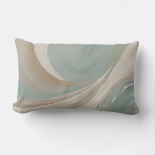 Abstract Sage Light Blue Tan Contemporary Print Lumbar Cushion