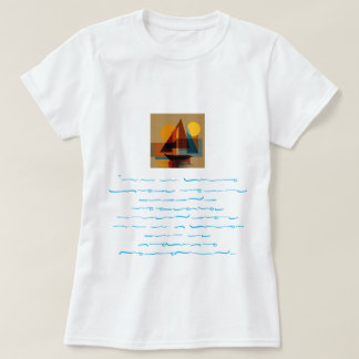 Abstract Sailboat Art White T-Shirt Description: M