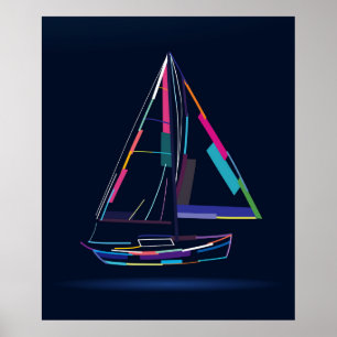 Abstract sailing yacht poster