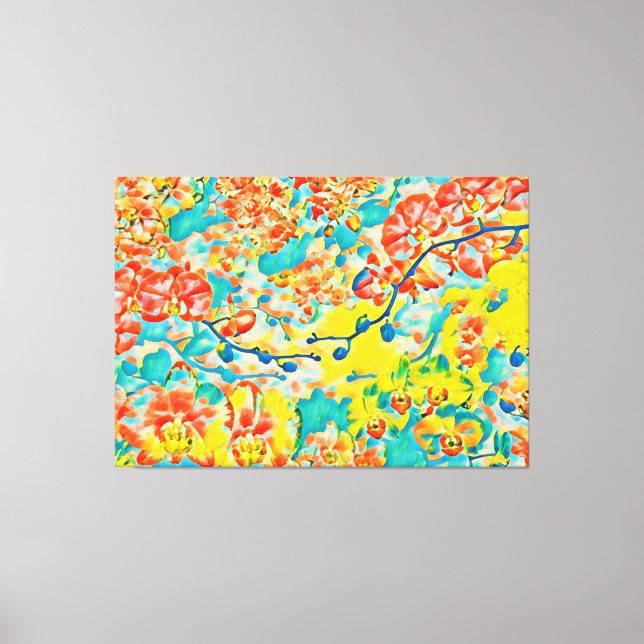 Abstract Sakura Spring Cherry Blossom Floral Canvas Print (Front)