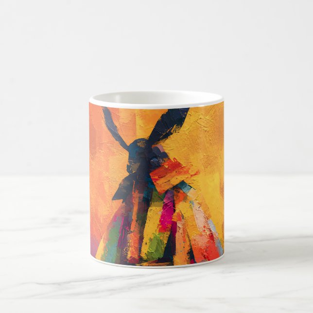 Abstract Samurai Warrior Silhouette Coffee Mug (Center)