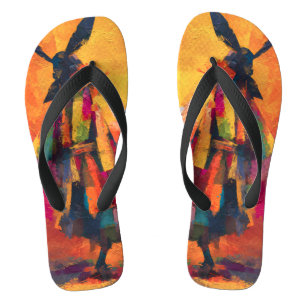 Abstract Samurai Warrior Silhouette Jandals