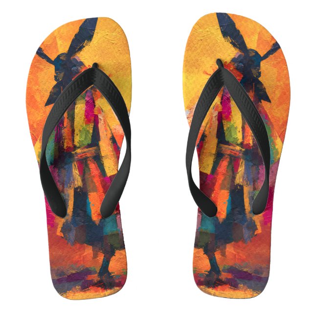 Abstract Samurai Warrior Silhouette Jandals (Footbed)