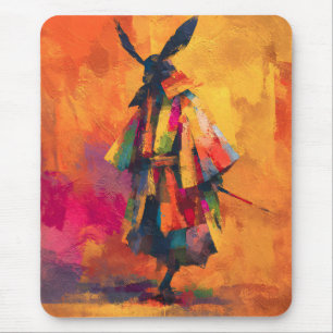 Abstract Samurai Warrior Silhouette Mouse Pad