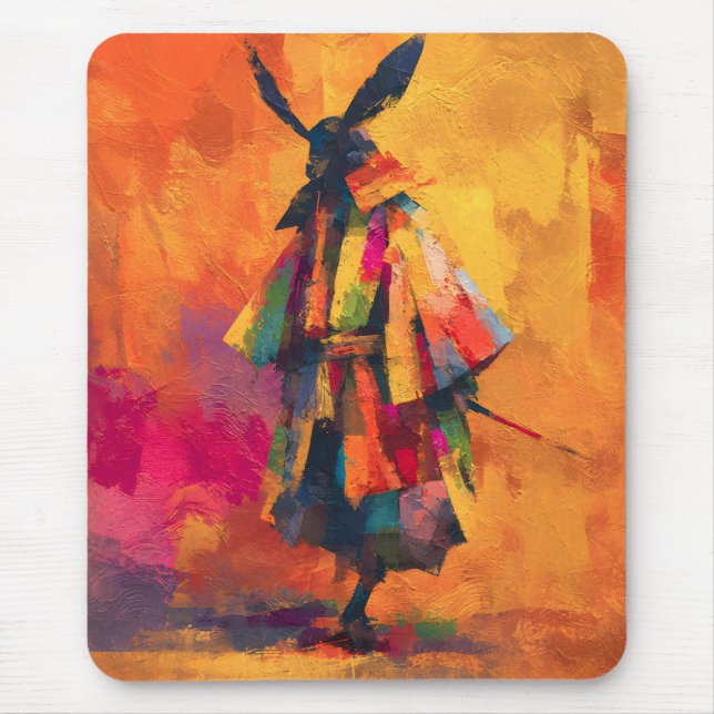 Abstract Samurai Warrior Silhouette Mouse Pad (Front)