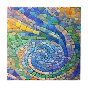 Abstract Sand & Ocean Waves Gaudi-like mosaic art Tile