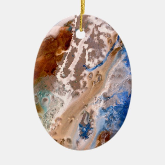 Abstract sandy beach pattern water foam pattern  ceramic tree decoration (Front)